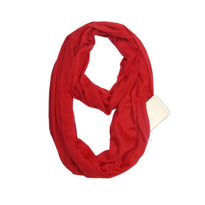 Fashion Portable Women Scarf with Zipper Pocket Infinity Scarf