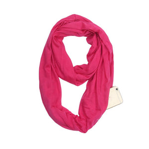 Fashion Portable Women Scarf with Zipper Pocket Infinity Scarf
