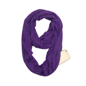 Fashion Portable Women Scarf with Zipper Pocket Infinity Scarf