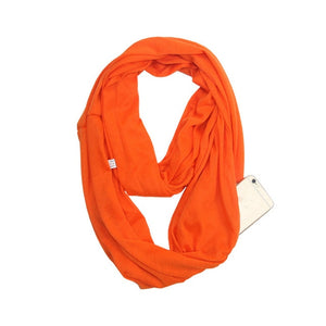Fashion Portable Women Scarf with Zipper Pocket Infinity Scarf